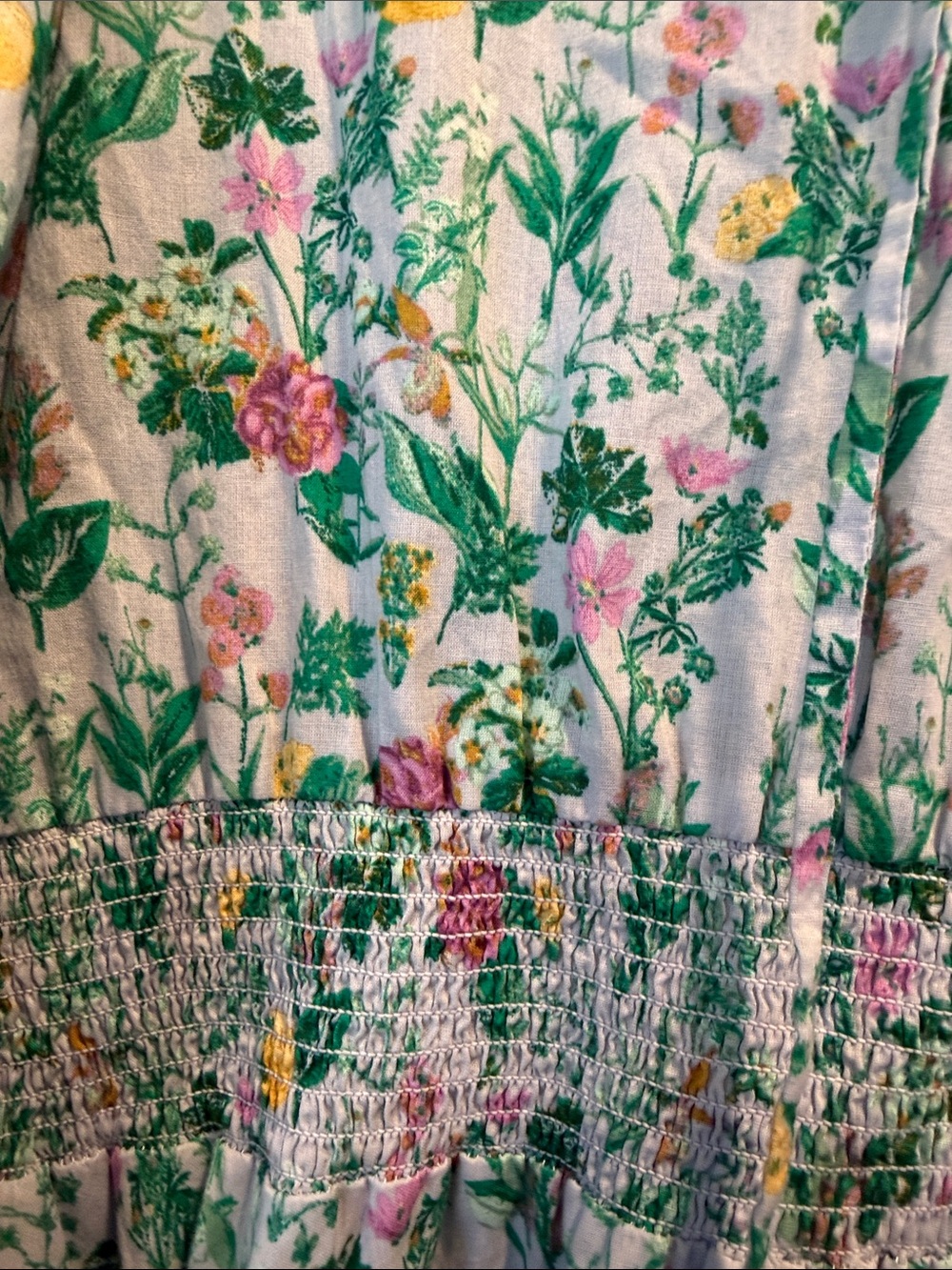 J. Crew Green Floral Long Sleeve Tiered Dress - Picture 6 of 8